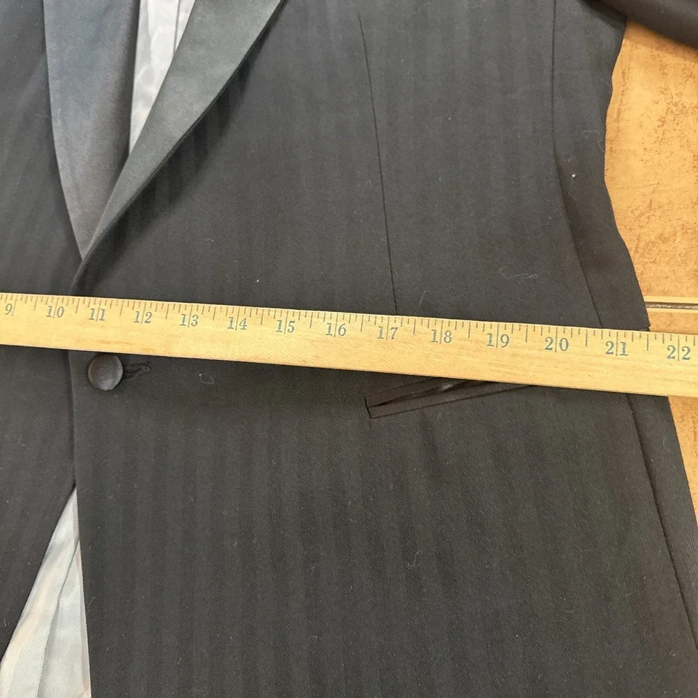 Vtg Christian Dior Monsieur Stripe Tuxedo Jacket 44R Slim Black Wool Satin Lapel